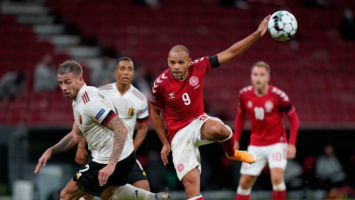 Belgia menang atas Denmark 2-0 di UEFA Nations League. (Foto: AFP/LISELOTTE SABROE)