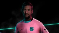 Barcelona memperkenalkan jersey pink ini untuk musim 2020/2021. Foto: Twitter @FCBarcelona