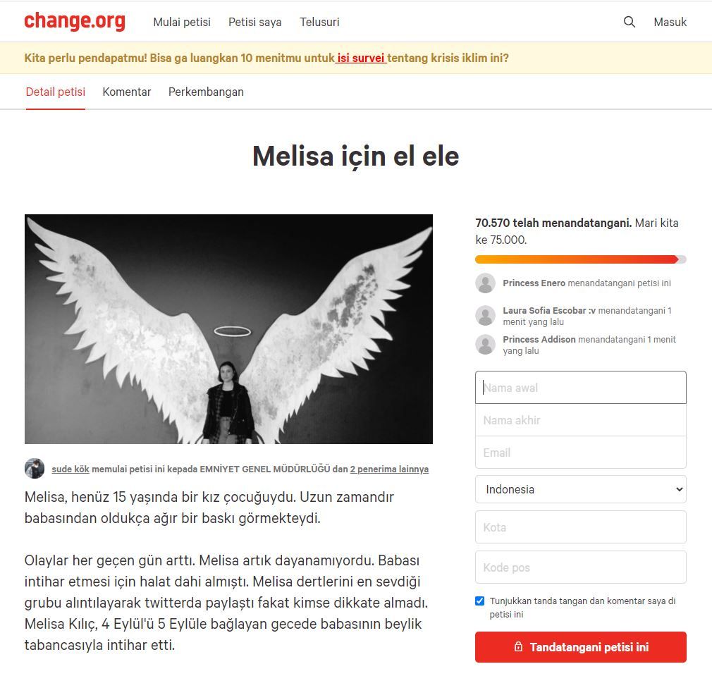 Beredar Petisi Tuntut Ayah Melisa Fans BTS Turki Dipenjara