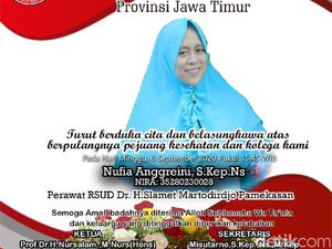 Satu Lagi Perawat di Jawa Timur Meninggal Terpapar COVID-19