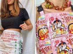 Kreatif! Wanita Indonesia Ini Bikin Baju Indomie hingga Rok Karung Beras