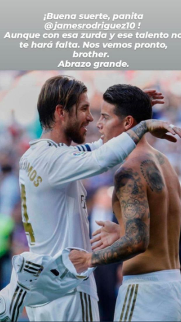 Sergio Ramos mengirim salam perpisahan untuk James Rodriguez