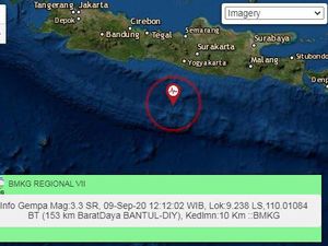 Gempa M 3,3 Terjadi di Perairan Bantul
