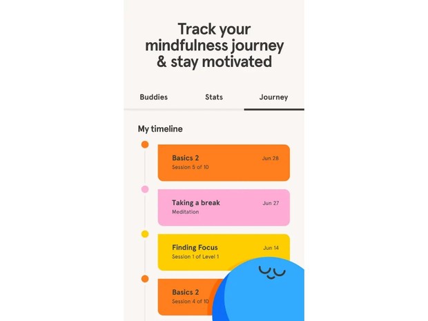 Melalui aplikasi ini kamu akan mempelajari keterampilan meditasi dan kesadaran yang memberikan dorongan ke arah yang produktif dan membantu menghilangkan stres.