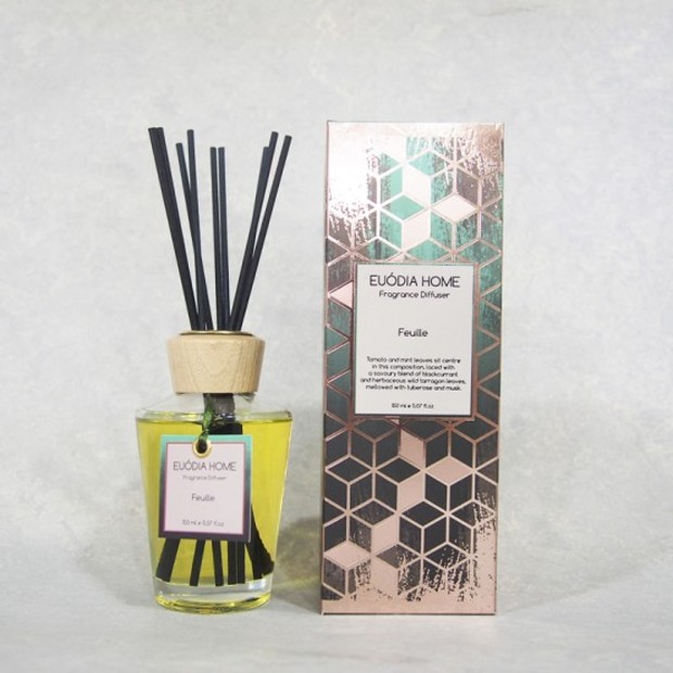 Feuille 150ml Euodia Home / https://www.euodiahome.com/fragrance-diffuser/feuille-fragrance-diffuser-150-ml Salah satu produk Euodia