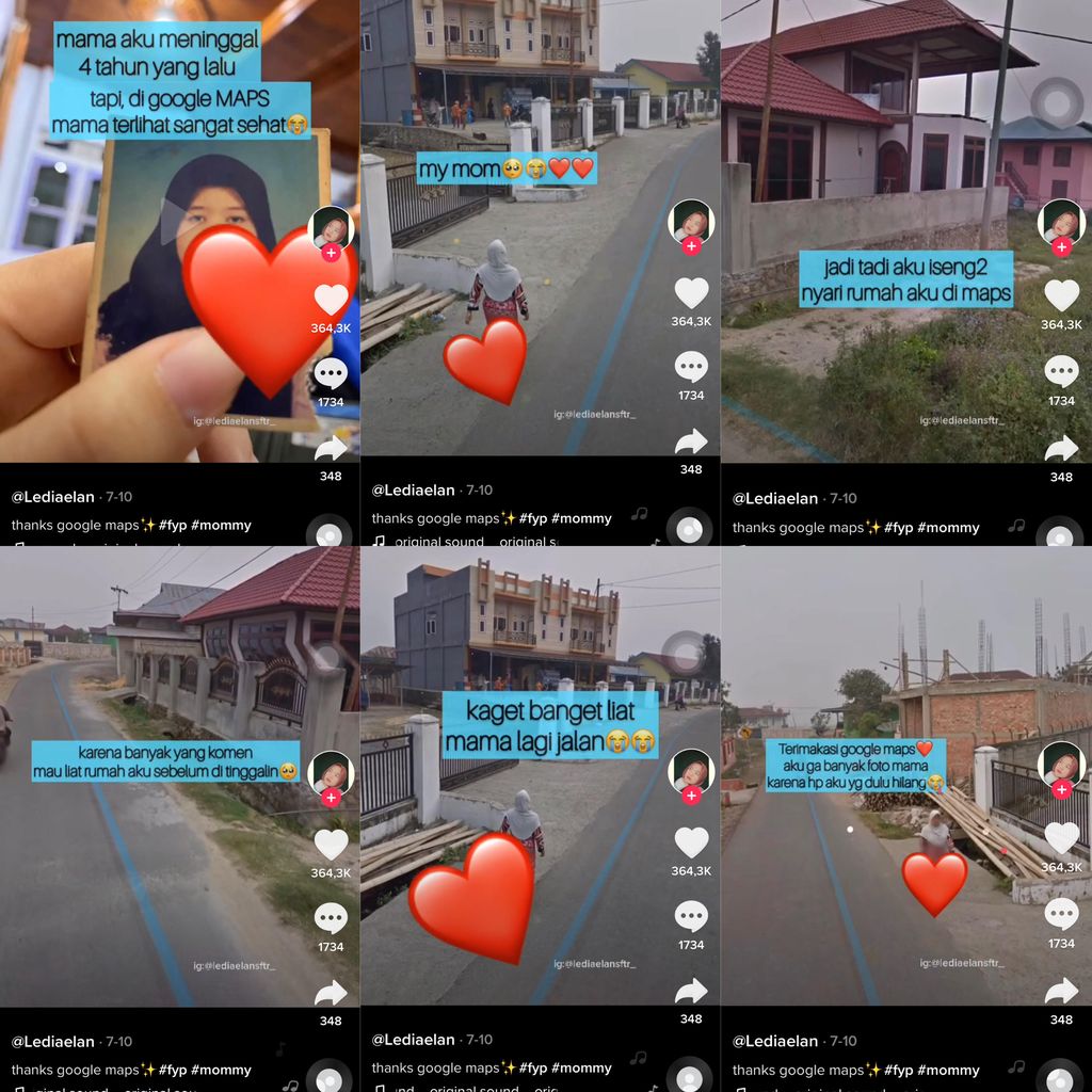 TikTok Ledian yang melihat sang ibu di Google Maps