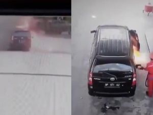 Video Aksi Dramatis Sopir Saat Mobil Terbakar di SPBU Palu