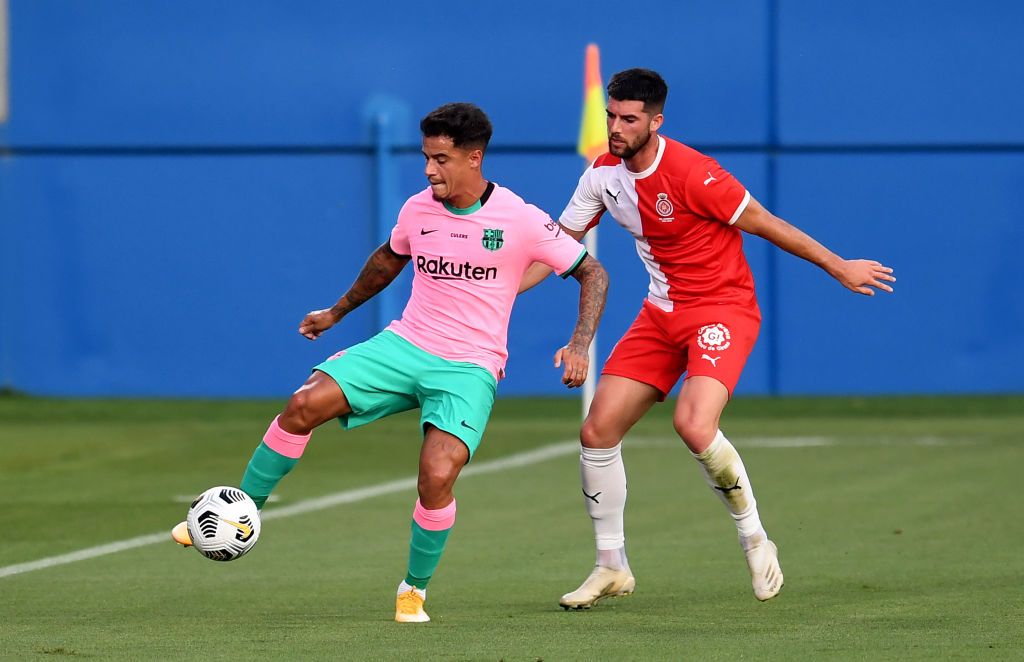 BARCELONA, SPAIN - SEPTEMBER 16: Lionel Messi of Barcelona runs with the ball during the pre-season friendly match between FC Barcelona and Girona at Estadi Johan Cruyff on September 16, 2020 in Barcelona, Spain. (Photo by David Ramos/Getty Images)