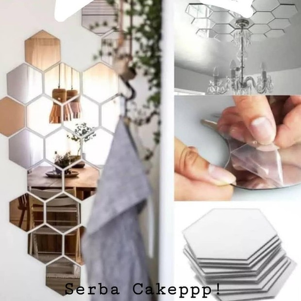Cermin tempel hexagonal/ sumber: instagram.com/rumahgulali/ Benda lucu dan gemes di Tiktok haul adalah cermin tempel hexagonal.