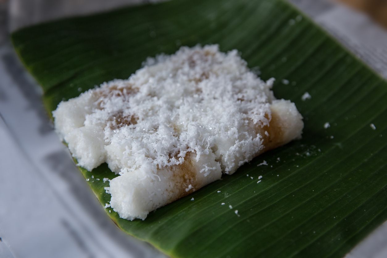 jajan putu, traditional cake made from coconut and rice flour