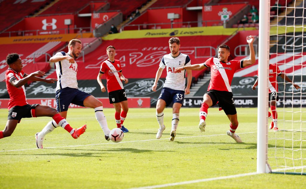 SOUTHAMPTON, ENGLAND - SEPTEMBER 20: Heung-Min Son of Tottenham Hotspur celebrates after scoring his team's second goal during the Premier League match between Southampton and Tottenham Hotspur at St Mary's Stadium on September 20, 2020 in Southampton, England. (Photo by Catherine Ivill/Getty Images)