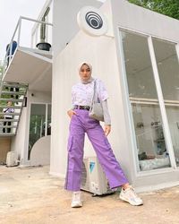 Tips Mix And Match Hijab Dengan Outfit Warna Lilac