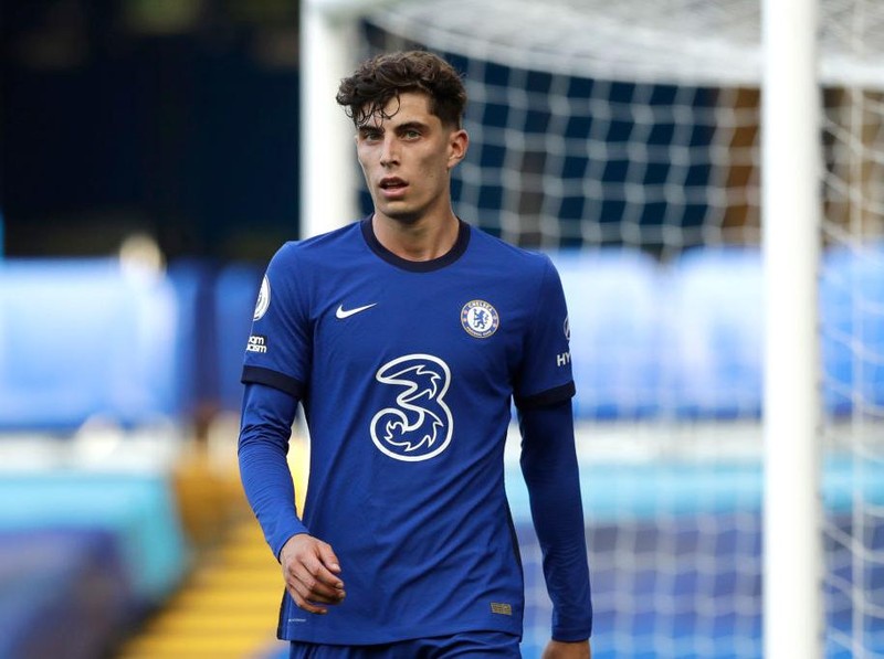 LONDON, ENGLAND - SEPTEMBER 20: Kai Havertz of Chelsea reacts during the Premier League match between Chelsea and Liverpool at Stamford Bridge on September 20, 2020 in London, England. (Photo by Matt Dunham - Pool/Getty Images)