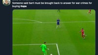 Kepa bikin blunder fatal yang bisa dimanfaatkan Mane dalam kemenangan Liverpool atas Chelsea. (Foto: internet/Twitter)
