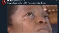 Kalau Kepa terus bertahan di Chelsea, fansnya jadi sedih. Bikin blunder melulu sih! (Foto: internet/Twitter)