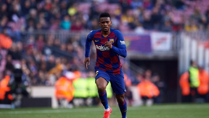 BARCELONA, SPAIN - FEBRUARY 22: Nelson Semedo of FC Barcelona runs during the La Liga match between FC Barcelona and SD Eibar SAD at Camp Nou on February 22, 2020 in Barcelona, Spain. (Photo by Alex Caparros/Getty Images)