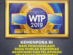 Kemenpora Dapat Penghargaan Kemenkeu Atas Capaian WTP 2019 dari BPK