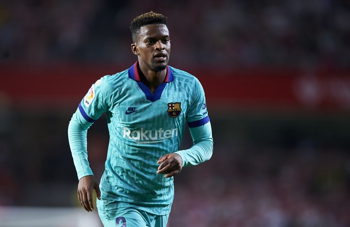 GRANADA, SPAIN - SEPTEMBER 21: Nelson Semedo of FC Barcelona reacts during the Liga match between Granada CF and FC Barcelona at Estadio Nuevo Los Carmenes on September 21, 2019 in Granada, Spain. (Photo by Aitor Alcalde/Getty Images)