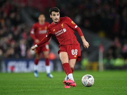LIVERPOOL, ENGLAND - FEBRUARY 04: Pedro Chirivella of Liverpool during the FA Cup Fourth Round Replay match between Liverpool and Shrewsbury Town at Anfield on February 04, 2020 in Liverpool, England. (Photo by Gareth Copley/Getty Images)