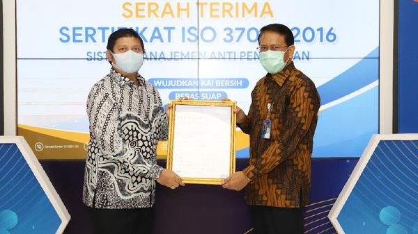 KAI Bawa Pulang Serifikat ISO Sistem Manajemen Anti Penyuapan