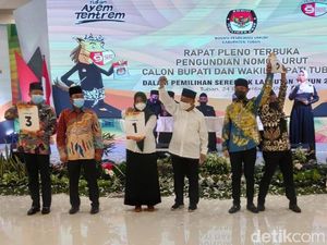 Tiga Paslon Ambil Nomor Urut Pilbup Tuban, Begini Ekspresinya