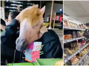 Aksi Kocak Wanita Kehabisan Masker, Berujung Pakai Ini