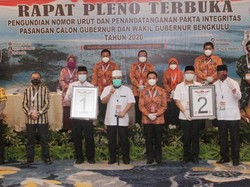 Nomor Urut Pilgub Bengkulu: Helmi-Muslihan 1, Rohidin-Rosjonsyah 2