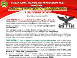 Terbitkan Seruan, FPI dkk Minta TNI Upayakan Pemutaran Film G30S/PKI