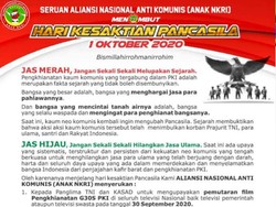 Terbitkan Seruan, FPI dkk Minta TNI Upayakan Pemutaran Film G30S/PKI