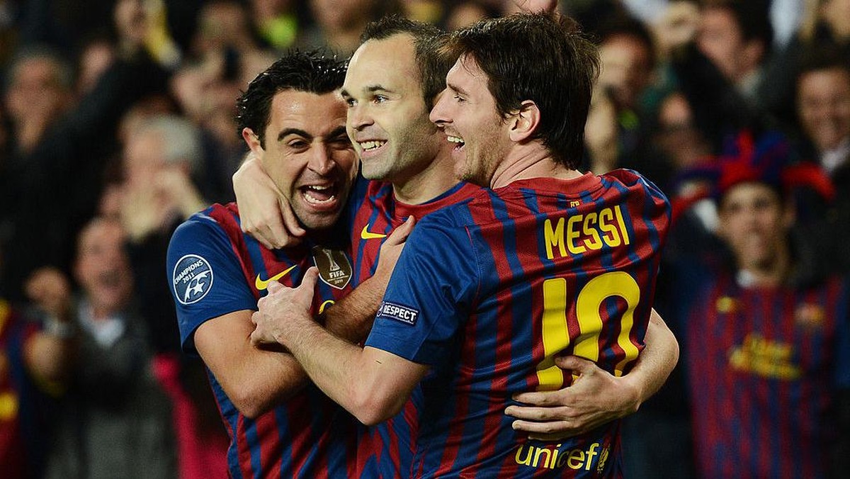 Xavi, Andres Iniesta, dan Lionel Messi, salah satu trio maut andalan Barca di masa lalu. (Foto: Getty Images/Jasper Juinen)