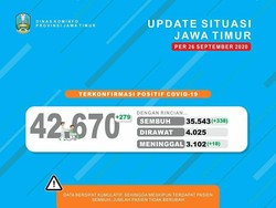 Update COVID-19 Jatim: 279 Kasus Baru, Sembuh 338