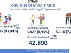 Kasus Baru COVID-19 di Jatim Tambah 220, Sembuh 402