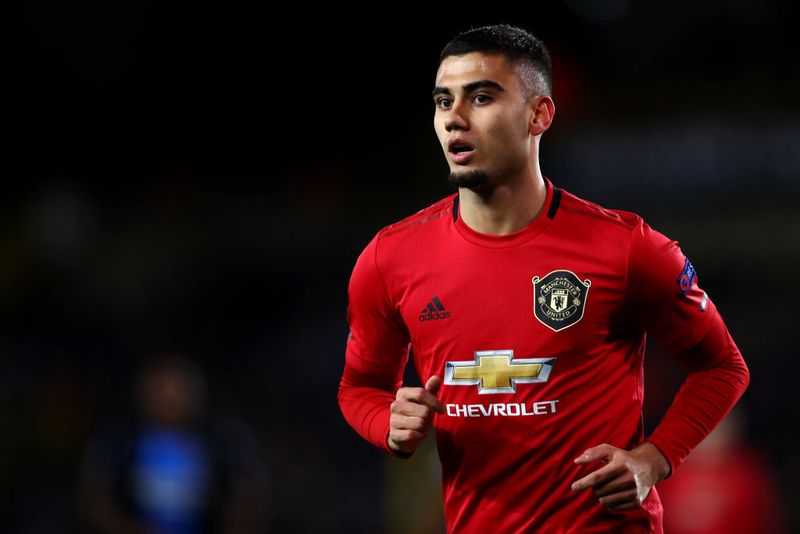 BRUGGE, BELGIUM - FEBRUARY 20: Andreas Pereira of Manchester United looks on during the UEFA Europa League round of 16 first leg match between Club Brugge and Manchester United at Jan Breydel Stadium on February 20, 2020 in Brugge, Belgium. (Photo by Dean Mouhtaropoulos/Getty Images)