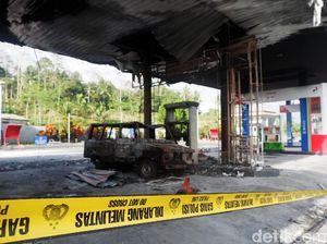 SPBU Sawangan di Wonosobo Hangus Terbakar