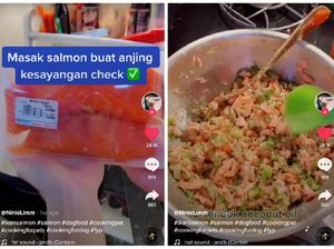 Bikin Netizen Ngiler, Wanita Ini Masak Salmon Panggang Buat Anjingnya