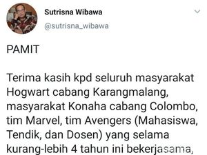 Maju Pilbup Gunungkidul, Rektor UNY Pamit ke Warga Hogwarts-Konoha Maju Pilbup Gunungkidul, Rektor UNY Pamit ke Warga Hogwarts-Konoha