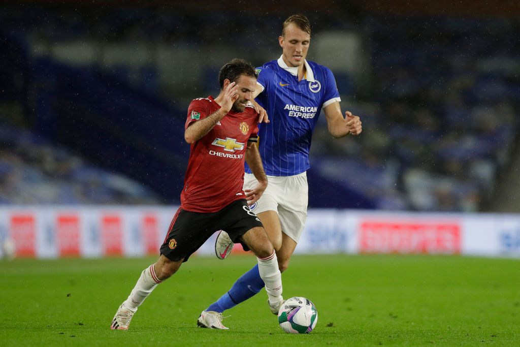 LINZ, AUSTRIA - MARCH 12: (FREE FOR EDITORIAL USE) In this handout image provided by UEFA, Juan Mata of Manchester United celebrates after scoring his team's third goal during the UEFA Europa League round of 16 first leg match between LASK and Manchester United at Linzer Stadion on March 12, 2020 in Linz, Austria. The match is played behind closed doors as a precaution against the spread of COVID-19 (Coronavirus).  (Photo by UEFA - Handout/UEFA via Getty Images )