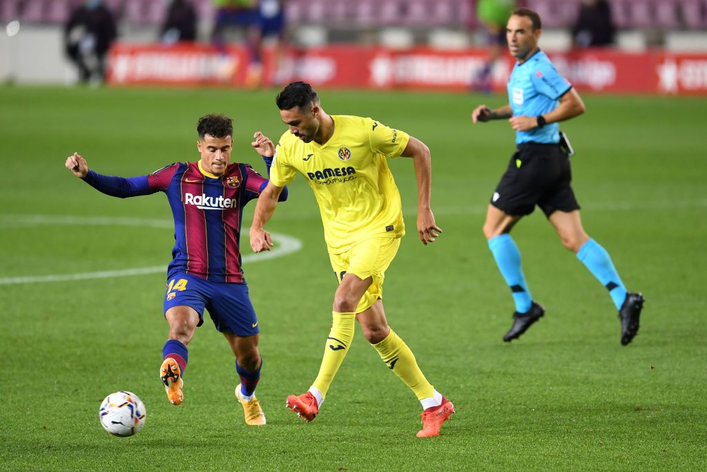 BARCELONA, SPAIN - SEPTEMBER 12: Philippe Coutinho of FC Barcelona runs with the ball during the during the pre-season friendly match between FC Barcelona and Gimnastic de Tarragona at Estadi Johan Cruyff on September 12, 2020 in Barcelona, Spain. (Photo by David Ramos/Getty Images)