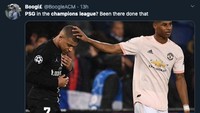 Di 16 besar UCL 2018/2019, MU menang 3-1 di markas PSG usai kalah 0-2 di Old Trafford. MU lolos secara dramatis. (Foto: internet/Twitter)