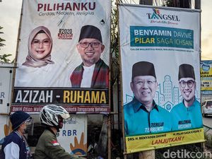 Deretan Spanduk Kampanye Calon Wali Kota Tangsel