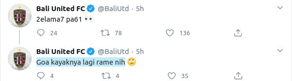 Bali United ikut mencuitkan kekalahan MU dan Liverpool.