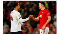 Kapten MU Harry Maguire dan kapten Liverpool Virgil van Dijk, timnya sama-sama habis digilas lawan. (Foto: internet/Twitter)