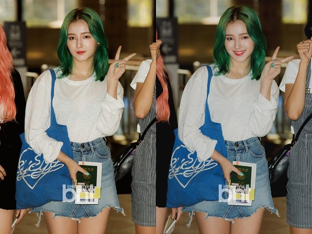 Nancy MOMOLAND/ Foto: m.bntnews.hankyung.com rambut hijau nancy momoland di era Baam