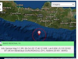 Gempa M 3,1 Terjadi di Gunungkidul DIY