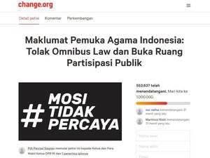 Muncul Petisi Online Pemuka Agama Tolak Omnibus Law