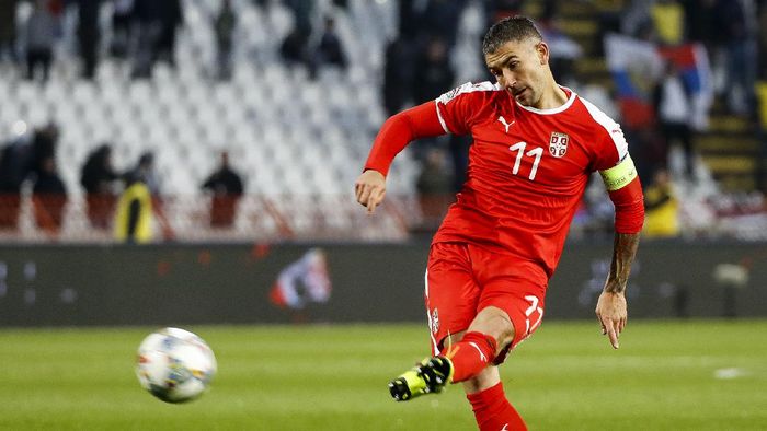 Aleksandar Kolarov BELGRADE, SERBIA - NOVEMBER 17: Aleksandar Kolarov of Serbia in action during the UEFA Nations League C group four match between Serbia and Montenegro at stadium Rajko Mitic on November 17, 2018 in Belgrade, Serbia. (Photo by Srdjan Stevanovic/Getty Images)