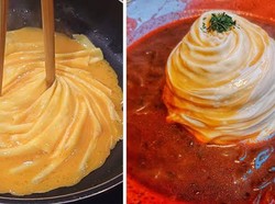 Bikin Telur Dadar Tornado Ala Chef Jepang, Hanya Modal Sumpit
