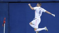 Karim Benzema masih jadi mesin gol Real Madrid. Di usianya 32 tahun, Benzema sudah cetak tiga gol dan tiga assist dari tujuh pertandingan di Laliga (AP)