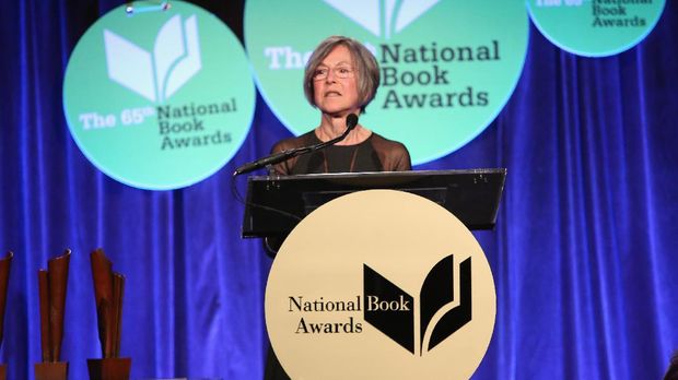 Louise Gluck (FILES) This file photo taken on November 19, 2014 shows US author Louise Gluck giving a speech at the 2014 National Book Awards in New York City. - Louise Gluck of US wins the 2020 Nobel Literature Prize, it was announced on October 8, 2020. (Photo by Robin Marchant / GETTY IMAGES NORTH AMERICA / AFP)