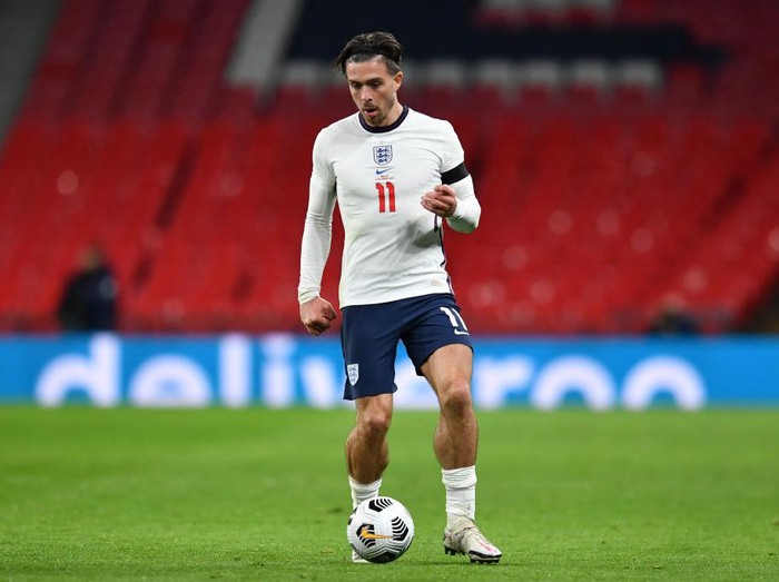 LONDON, ENGLAND - OCTOBER 08: Jack Grealish of England in action during the international friendly match between England and Wales at Wembley Stadium on October 08, 2020 in London, England. Sporting stadiums around the UK remain under strict restrictions due to the Coronavirus Pandemic as Government social distancing laws prohibit fans inside venues resulting in games being played behind closed doors. (Photo by Glyn Kirk - Pool/Getty Images)